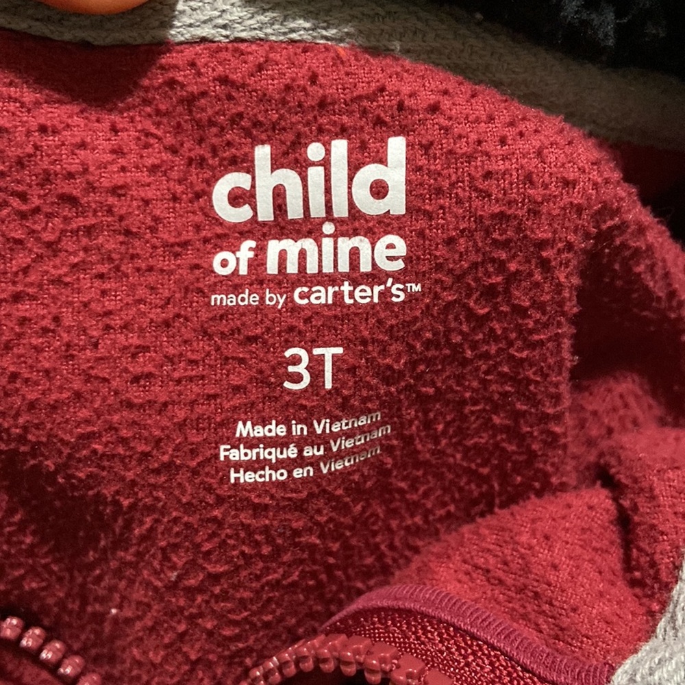 Boy 3T Child of Mine “Wild” Half Zip warm fleece Sweater Deep Dark Red - Picture 3 of 4